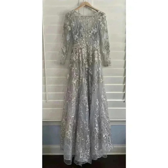 Mac Duggal 20402 Embellished Wrap Illusion A Line Gown 4 Pastel Floral Evening - Picture 10 of 12